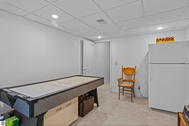 11103 S Ramblewood Dr, Cedar, MI 49621 - rec room with light colored carpet, recessed lighting, and a paneled ceiling