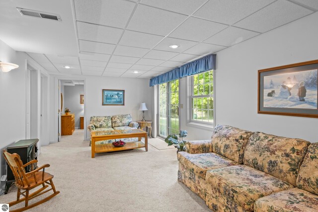 11103 S Ramblewood Dr, Cedar, MI 49621 - carpeted living area with recessed lighting and a drop ceiling
