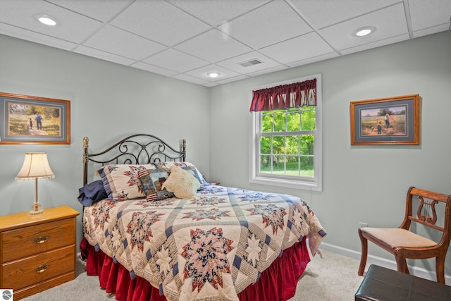 11103 S Ramblewood Dr, Cedar, MI 49621 - bedroom with carpet, a paneled ceiling, baseboards, and recessed lighting