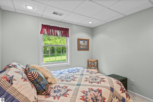 11103 S Ramblewood Dr, Cedar, MI 49621 - carpeted bedroom featuring a drop ceiling, baseboards, and recessed lighting