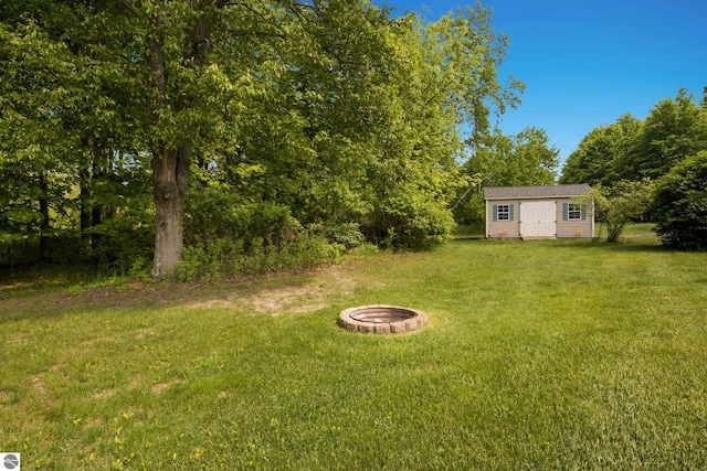 11103 S Ramblewood Dr, Cedar, MI 49621 - view of grassy yard with a fire pit