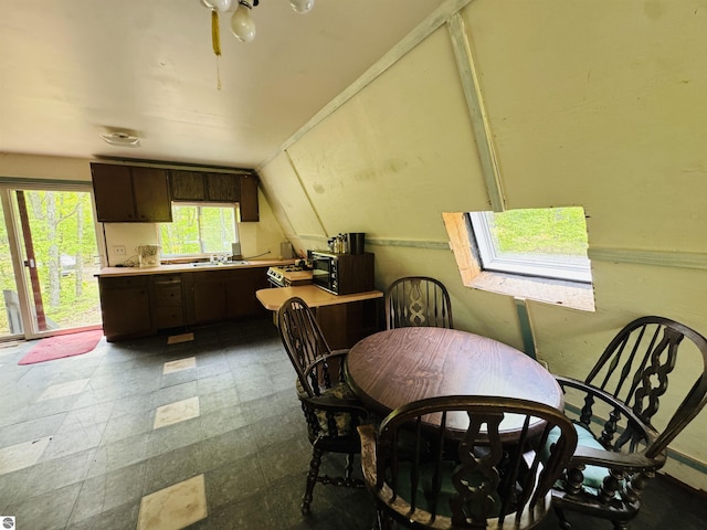 11711 E 22 3/4 Rd, Manton, MI 49663 - dining room with vaulted ceiling