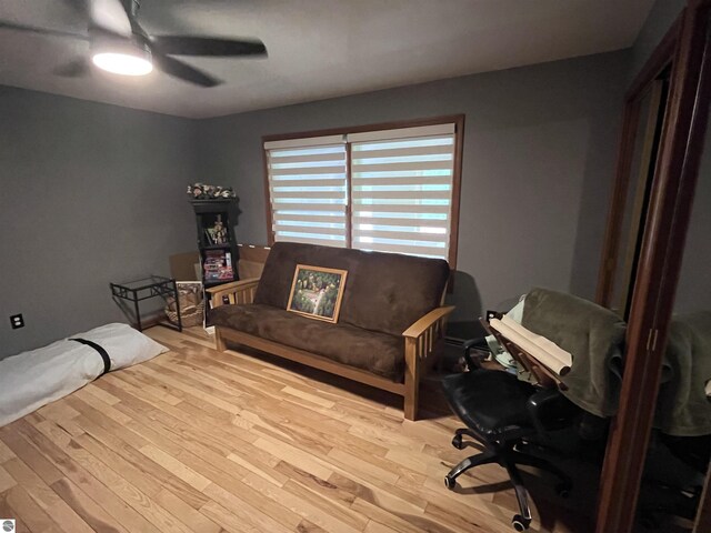 2168 S Lorenz Rd, Tawas City, MI 48763 - office with ceiling fan and wood finished floors