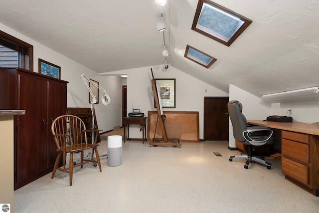 12150 N Seven Pines Rd, Northport, MI 49670 - office space with lofted ceiling and a skylight