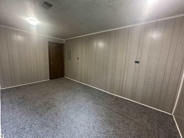 142 Forest Trl, Leroy, MI 49655 - bonus room with carpet floors, a textured ceiling, and wood walls