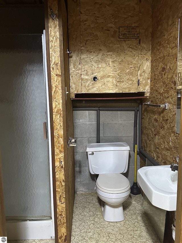 142 Forest Trl, Leroy, MI 49655 - full bath featuring toilet, a stall shower, and a sink