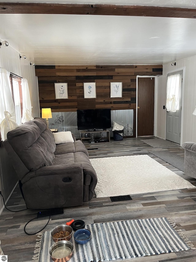 7813 Standish Rd, Bentley, MI 48613 - living area featuring wood finished floors and wood walls