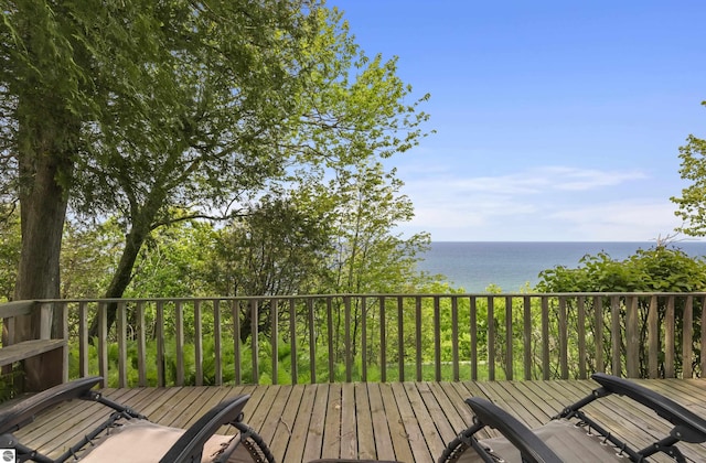 1884 Beech Rd, Frankfort, MI 49635 - wooden deck featuring a water view