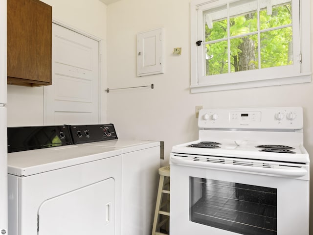 1884 Beech Rd, Frankfort, MI 49635 - laundry room with washing machine and dryer and electric panel
