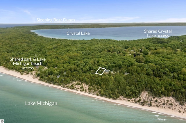 1884 Beech Rd, Frankfort, MI 49635 - bird's eye view of a heavily wooded area and waterfront with a beach