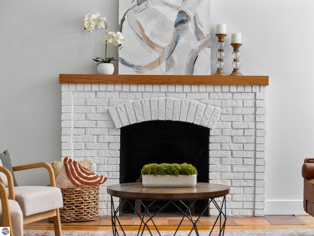 107 Hillcrest Ct, Traverse City, MI 49684 - detailed view of a brick fireplace and baseboards