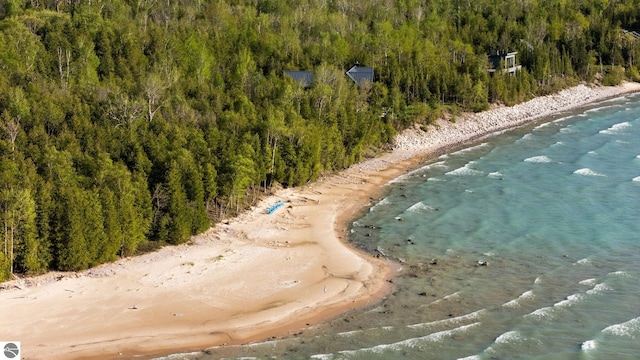 9371 Onominese Trl, Northport, MI 49670 - aerial overview of property's location with a forest and extended coastline