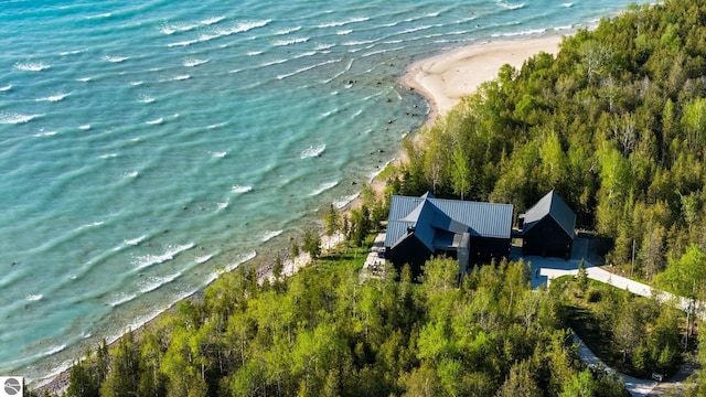 9371 Onominese Trl, Northport, MI 49670 - aerial view of property and surrounding area with expansive beach