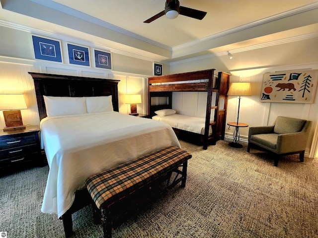 5707 S Lake St Unit 13F, Glen Arbor, MI 49636 - carpeted bedroom with ornamental molding and a ceiling fan