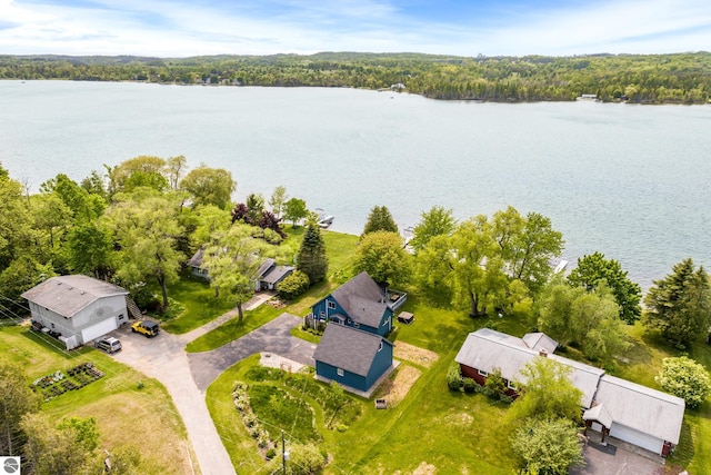 3802 S Grants Lndg, Lake Leelanau, MI 49653 - drone / aerial view of a large body of water and a forest
