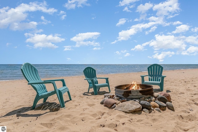 1715 Sunrise Dr, Greenbush, MI 48738 - water view featuring a fire pit and nearby beach