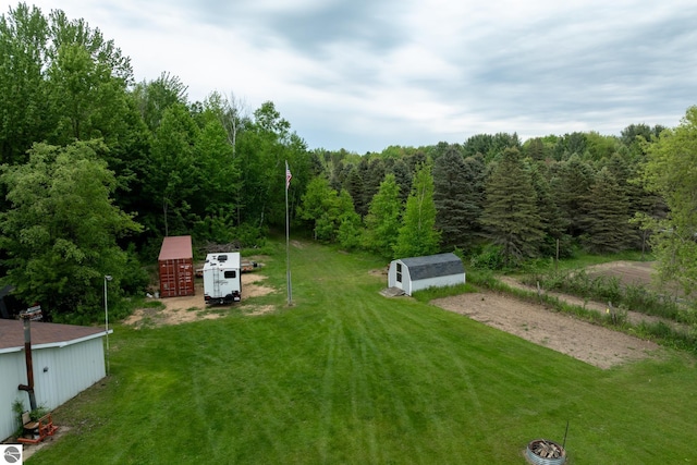 9755 E Deerfield Rd, Shepherd, MI 48883 - view of green lawn with a forest view