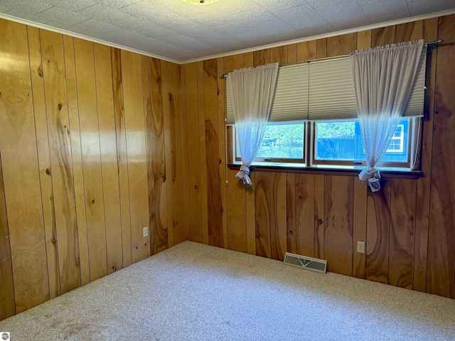 217 Evans St, East Tawas, MI 48730 - carpeted spare room featuring wood walls