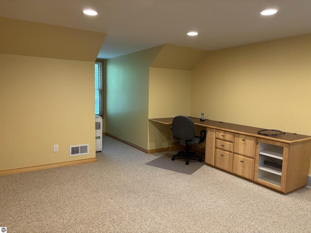 5867 Huron Woods Dr, Tawas City, MI 48763 - unfurnished office featuring light colored carpet, recessed lighting, and baseboards