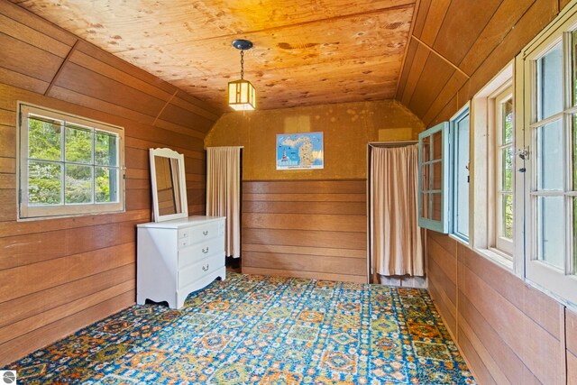 12570 N Cathead Point Rd, Northport, MI 49670 - unfurnished sunroom with lofted ceiling and plenty of natural light