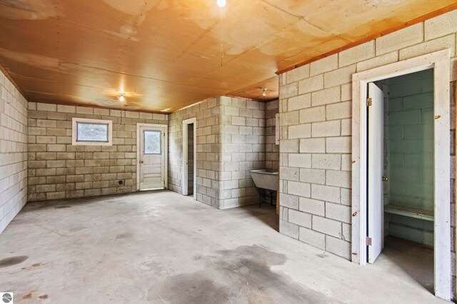 12570 N Cathead Point Rd, Northport, MI 49670 - below grade area featuring concrete block wall