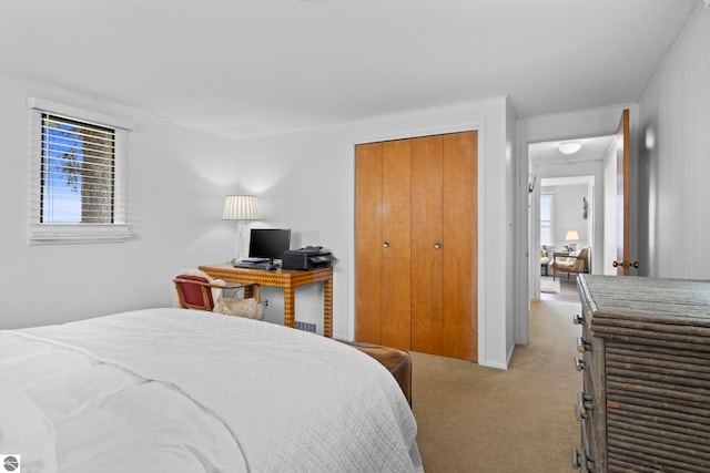 5896 S Cummings St, Suttons Bay, MI 49682 - bedroom featuring light colored carpet and a closet