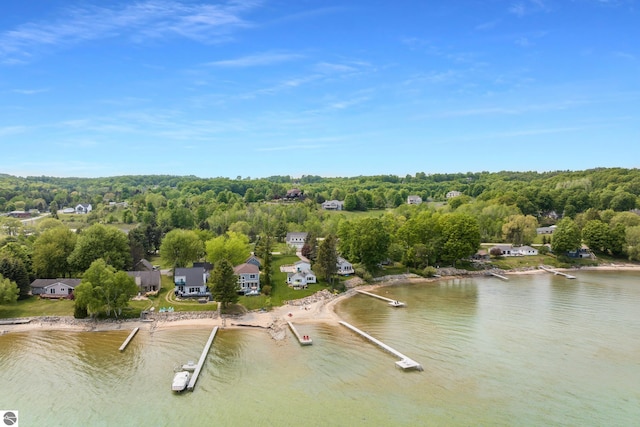 5896 S Cummings St, Suttons Bay, MI 49682 - drone / aerial view of a large body of water and a forest