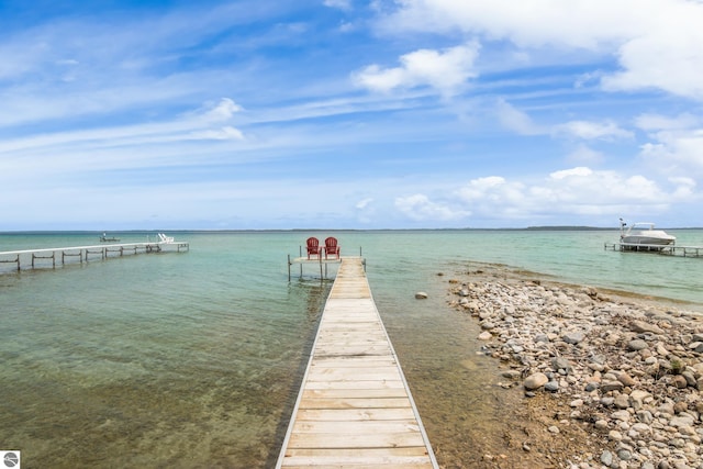 5896 S Cummings St, Suttons Bay, MI 49682 - dock area featuring view of water and beach