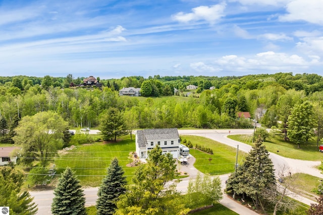 5896 S Cummings St, Suttons Bay, MI 49682 - aerial view of property and surrounding area with a forest