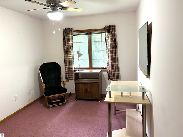 1619 E Gaylord St Unit A, Mount Pleasant, MI 48858 - carpeted home office featuring a ceiling fan and baseboards