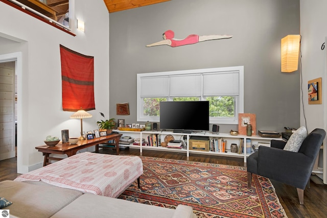 3362 S French Rd, Cedar, MI 49621 - living room with a high ceiling and wood finished floors