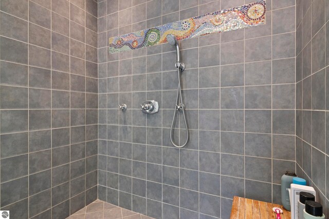 3362 S French Rd, Cedar, MI 49621 - bathroom featuring tiled shower