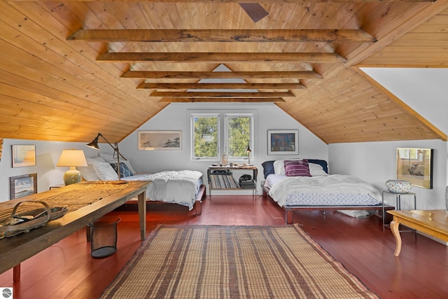 3362 S French Rd, Cedar, MI 49621 - bedroom with wood ceiling and hardwood / wood-style floors
