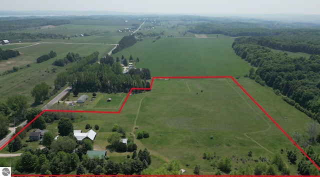 3362 S French Rd, Cedar, MI 49621 - aerial view of sparsely populated area featuring property parcel outlined