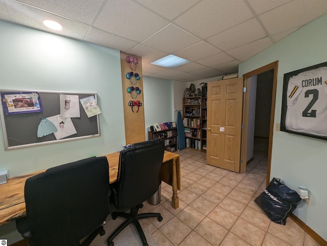 8544 Esmond Rd, Hale, MI 48739 - office area featuring a paneled ceiling and light tile patterned floors