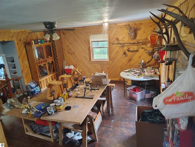 5094 SW Old Butler Rd Unit 1, South Boardman, MI 49680 - dining room with wood walls and ceiling fan