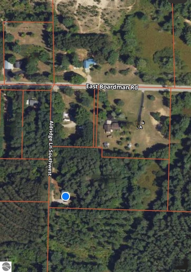 5094 SW Old Butler Rd Unit 1, South Boardman, MI 49680 - aerial map of property and surrounding area featuring property parcel outlined