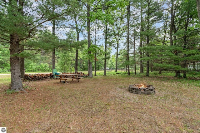 7373 Blue Ox Trl, South Branch, MI 48761 - view of yard featuring an outdoor fire pit