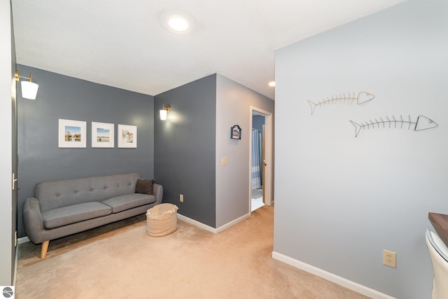 7746 Five Lakes Dr, Farwell, MI 48622 - living area featuring light carpet and recessed lighting