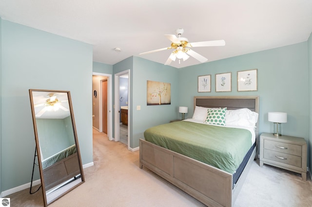 7746 Five Lakes Dr, Farwell, MI 48622 - bedroom featuring light colored carpet and ceiling fan