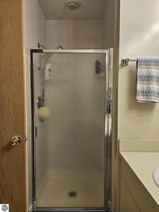 407 W Lake St Unit 45, Tawas City, MI 48763 - bathroom featuring a shower stall and vanity