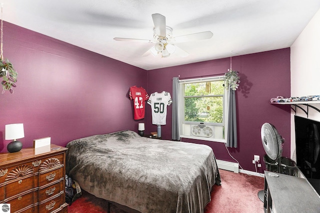 2902 N Dr, Traverse City, MI 49685 - bedroom with carpet floors, ceiling fan, and baseboard heating