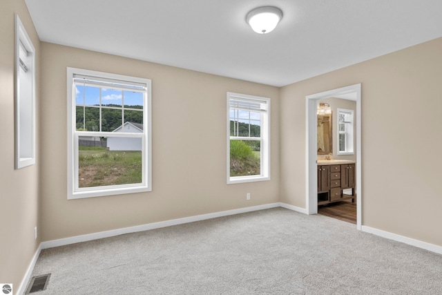 3874 Falling Leaf Trl, Traverse City, MI 49686 - unfurnished bedroom with carpet floors, multiple windows, and connected bathroom