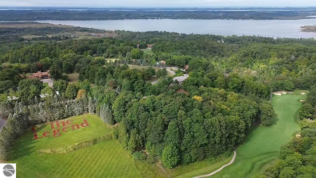 4673 N Crossover Dr, Bellaire, MI 49615 - aerial overview of property's location with a nearby body of water and a golf club