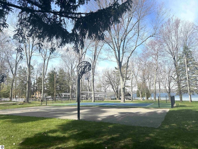 4673 N Crossover Dr, Bellaire, MI 49615 - view of sport court featuring a yard and community basketball court