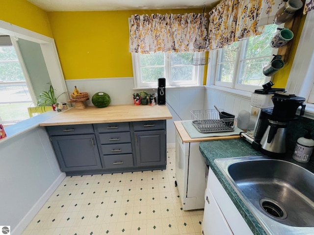 801 N Bridge St, Bellaire, MI 49615 - kitchen featuring gray cabinetry and light flooring