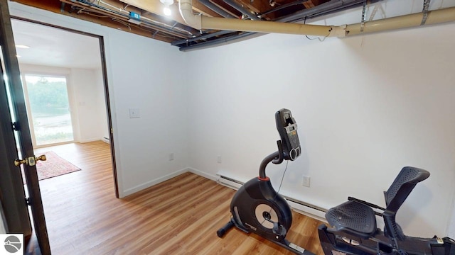 7500 Five Lakes Dr, Farwell, MI 48622 - workout room featuring light wood finished floors