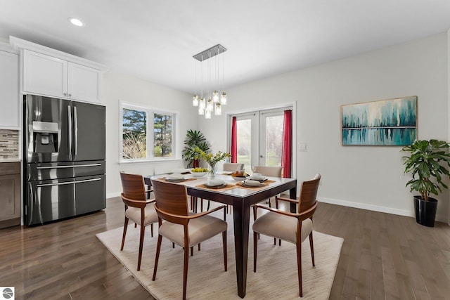 301 Pearl St, Kingsley, MI 49649 - dining space featuring a chandelier, dark wood-style flooring, and recessed lighting