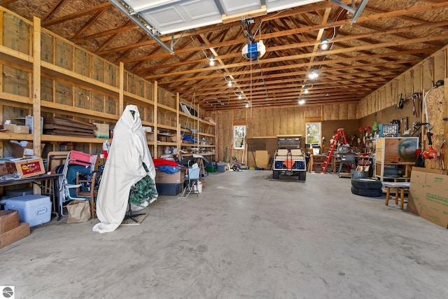 301 Pearl St, Kingsley, MI 49649 - garage with a workshop area and a garage door opener
