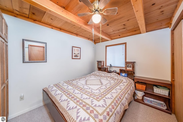 16530 Lonesome Trl, Leroy, MI 49655 - carpeted bedroom with a wood ceiling with exposed beams